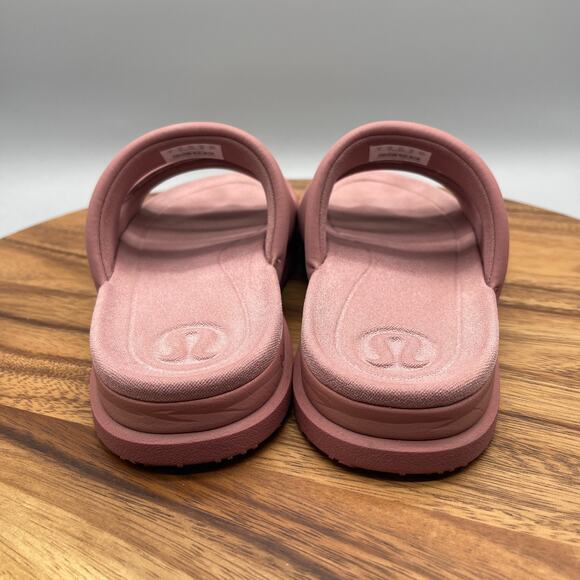 Lululemon Restfeel Sandals Womens 9 Pink Slides Slip On Comfort Logo Shoes - Picture 4 of 8